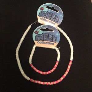 cute shell beach necklace & bracelet duo